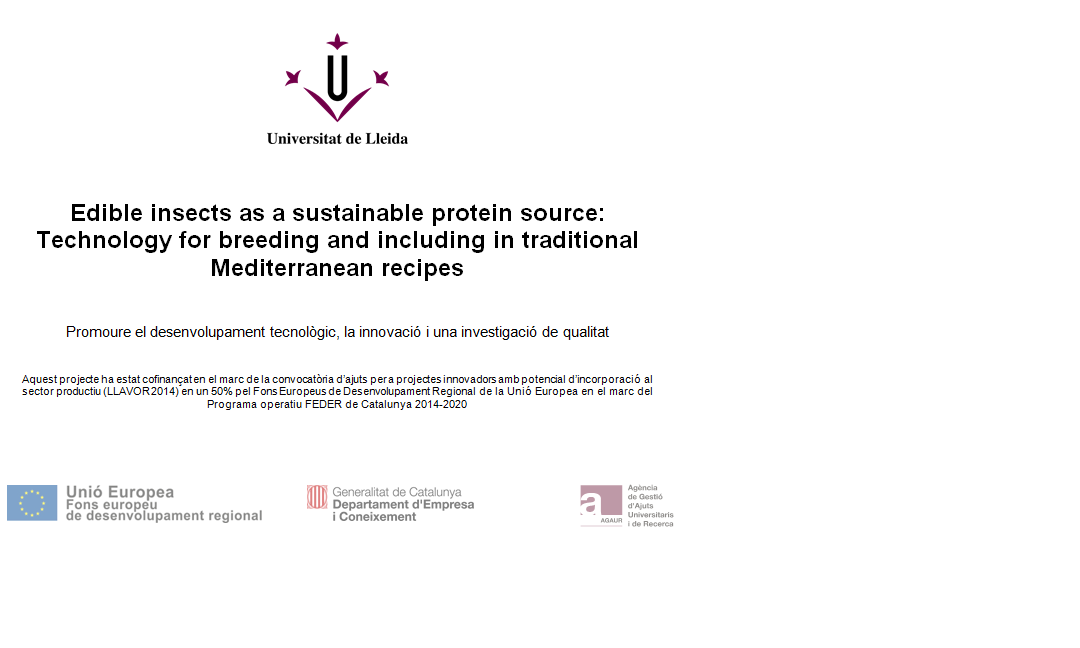Edible insects as a sustainable protein source: Technology for breeding and including in traditional Mediterranean recipes