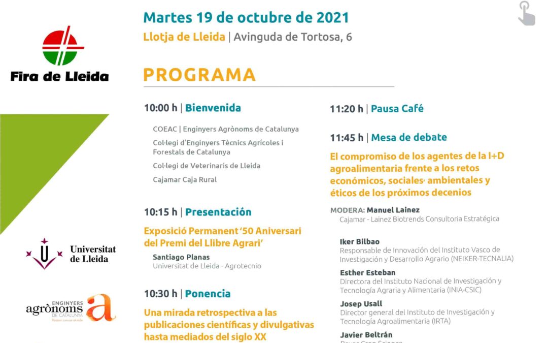 Agrotecnio participa en el encuentro ‘100 Años de Agricultura y Alimentación’ de Plataforma Tierra y Fira de Lleida
