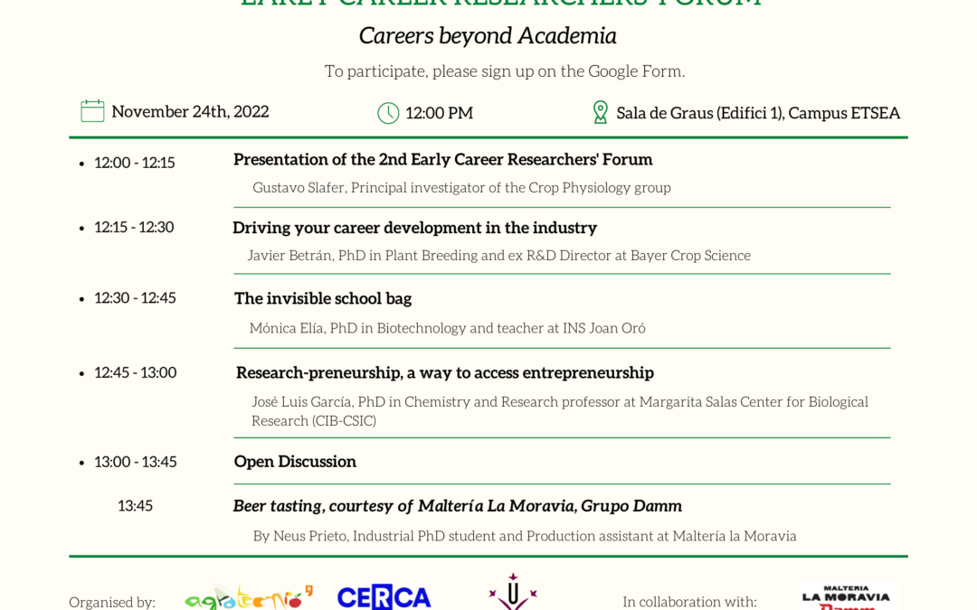 ‘Careers beyond Academia’, the topic of the second Early Careers Researchers’ Forum